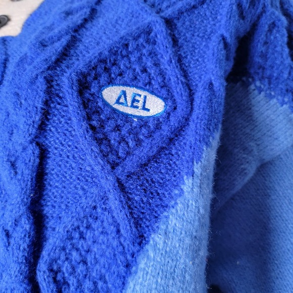 Aelfric Eden Colorblock Sweater Men's XL Blue Cream Chunky Knit Indie Streetwear - Picture 7 of 10